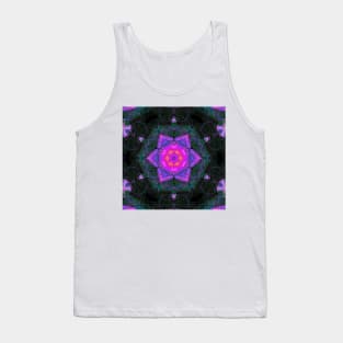 Mosaic Mandala Flower Purple Pink and Black Tank Top